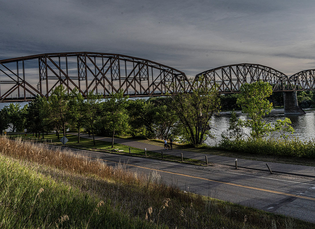 Bismarck, ND - Rail Bridge Across Missouri River Near Bismarck North Dakota
